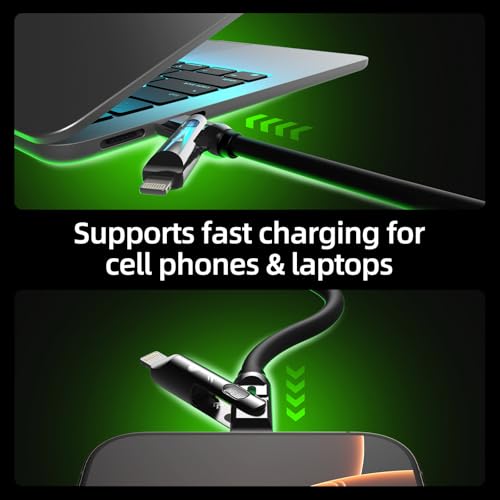 Image of MFish 4-in-1 Charging Cable, USB-C /USB-A to USB-C & Lightning Cable, 240W PD 3.1 USB C Fast Charging Cord, 6.6FT Silicone Multi Charger Cable for iPhone 17 /16 /15 /14, MacBook, iPad, CarPlay, Black