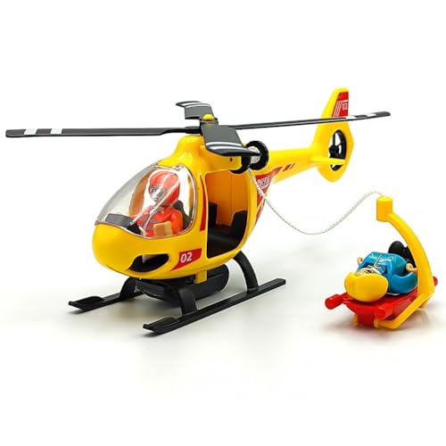 Wooden Train Cars Track Accessories Set Plane Toy with Light and Sound for Train Toys for Toddlers 3-5-7 Boys Girls Years Old(Rescue Helicopter(with Light and Sound))