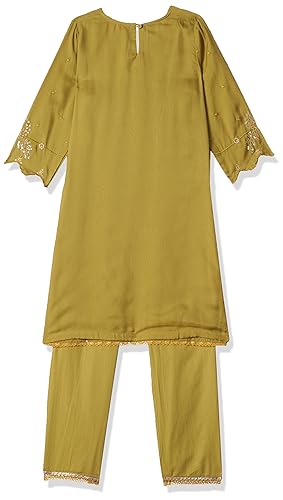 Image of BIBA Girl Art Silk Straight Solid Suit Set