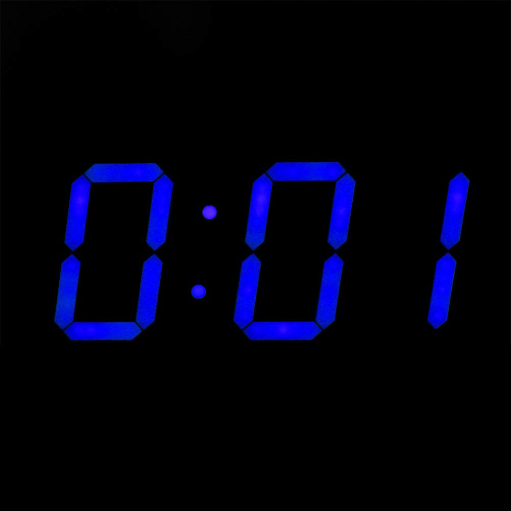 17 En De Gran TamañO Reloj Digital LED, Control Remoto ElectróNico Reloj Montado En La Pared con Pantalla De Temperatura, FuncióN De Cuenta Regresiva(Blue Digit Enchufe de la UE)