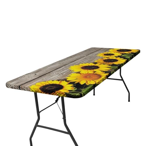 Mantel de camping resistente al viento, con patrón elástico de girasol, protección de mesa, diseño portátil para picnic, pintura, trabajo, barbacoa
