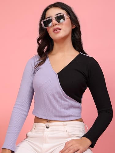 Image of Rigo Casual Wear V Neck Rib Knit Top for Women | Slim Fit Long Sleeves Western Tops for Women