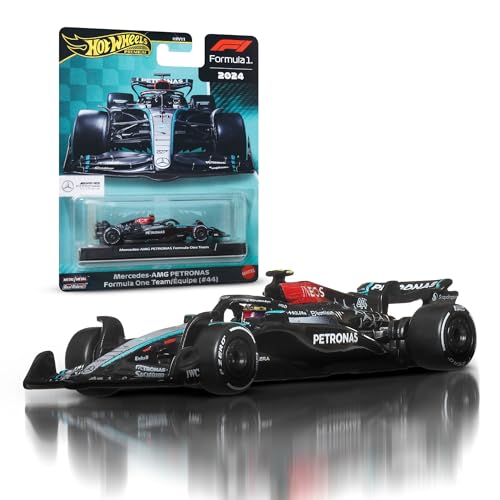 Hot Wheels Véhicules Formule 1® Mercedes-AMG PETRONAS Formula One Team W15 en métal moulé à l’échelle 1/64 à collectionner avec pneus Real Riders, carrosserie...