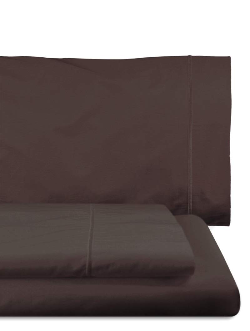 Lasa Royal - Bed sheet set with flat sheet, 180 x 285 cm, fitted sheet, 108 x 200 cm, pillow case, 45 x 130 cm, chocolate color