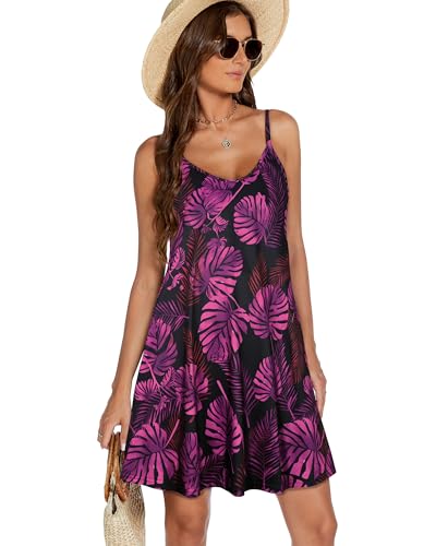 Image of elescat Womens Summer Dresses Spaghetti Strap V Neck Casual Sleeveless Sundress Beach Cover Ups with Pockets 2026