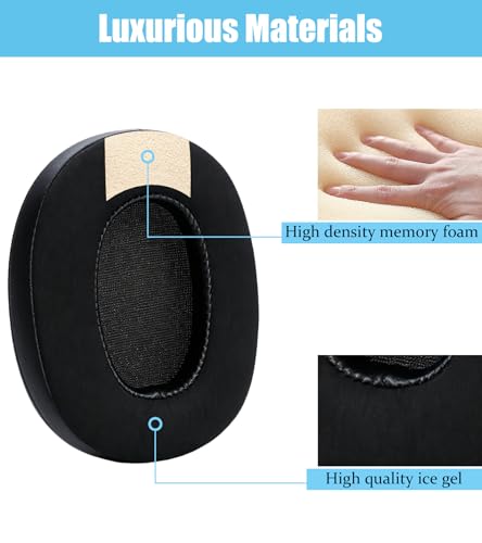Repuestos de almohadillas auditivas compatibles con auriculares Sony MDR-ZX750 | Almohadillas negras de gel con alta densidad que aíslan el sonido miniatura 3