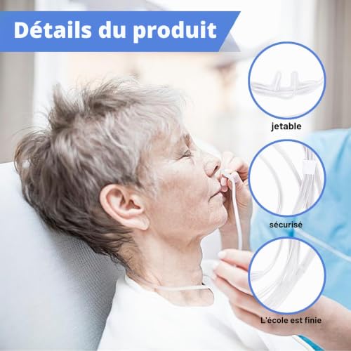 10 Pièces Tubes À Oxygène Nasaux, Tube D'Oxygène Nasal En Silicone Monté Sur La Tête Tube D'Oxygène En Silicone Transparent Tube Pour Appareil À Oxygène Thérapie Respiratoire Et Appareils D'Inhalation – vue 3