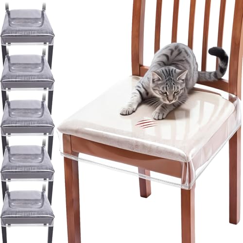 JIEYAO 6 Pcs Clear Plastic Chair Covers for Dining...