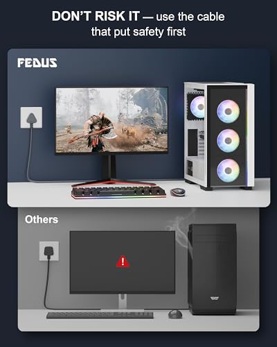 Image of FEDUS 3 Meter TPR (Thermoplastic Rubber) Desktop PC Computer Power Cord, 2500 Watt IEC C13 Cable for Gaming pC, 3 Pin Ac Wire Lead for SMPS Power Supply, Monitor, Printer, Electric Kettle, TV