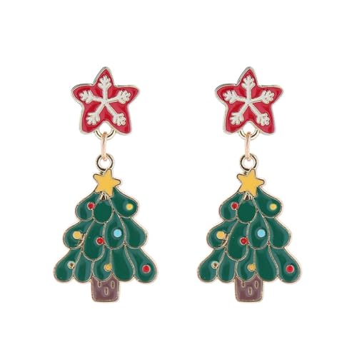 Boucles d'oreilles de renne de Santa et flocon asymétriques pour femme