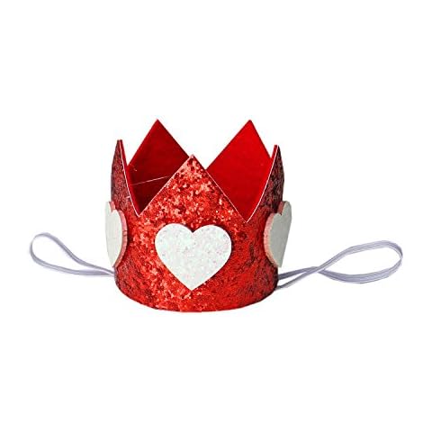 Kirei Sui Baby Girls Valentine's Day Hearts Glitter Crown Headband Red Cover