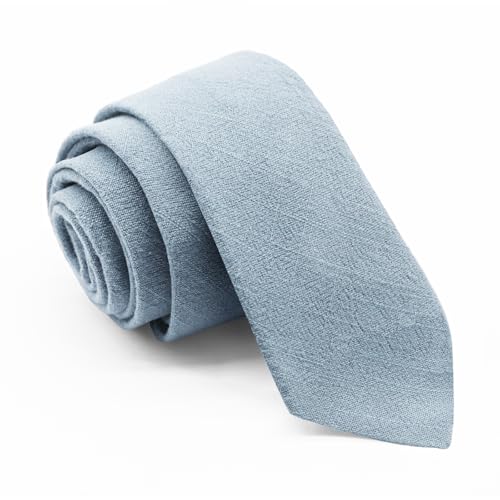 Image of Cotton Ties for Men Solid Color Skinny Tie Mens Necktie for Wedding Graduation Formal Dinner