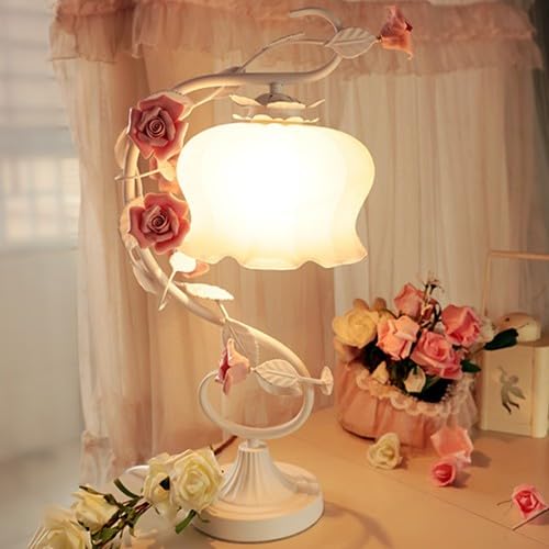 Rose Blume Tischlampe, LED Nachttischlampe Keramik Schreibtischbaum Lampe Modernes Leselampe, Buchlampe kann für Home, Hochzeit Weihnachten, Wohnzimmer