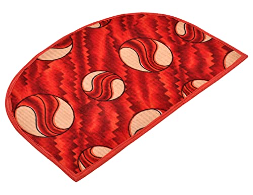 Image of Kuber Industries D Shape Ball Printed Anti-Slip Durable Velvet Door Mat, Welcome Mat for Entryway,Patio,Garage, Outdoor, 21 inchx14 inch (Red)-47KM01275