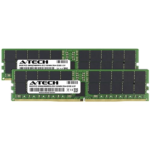 Image of A-Tech 128GB Kit (2x64GB) DDR5 4800MHz PC5-38400 ECC RDIMM 2Rx4 (EC8 10x4) Dual Rank 1.1V ECC Registered DIMM 288-Pin Server RAM Memory Upgrade Modules (A-Tech Enterprise Series)