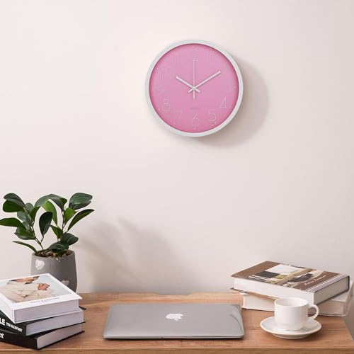 Image of Kuber Industries Wall Clock | Fancy Watch Wall Clocks | Office Wall Clock | Clock for Living Room | Clock for Bedroom | Clock for Hall | Machinery-Quartz | 12 Inch | 2019-E Pink