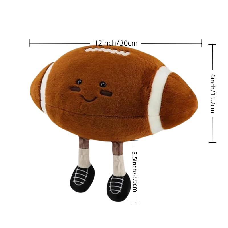 Lindos juguetes de peluche de fútbol de 12 pulgadas, almohada deportiva de peluche suave, regalo para cumpleaños de niños y decoración de Navidad (rugby) 2