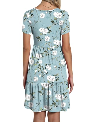 Image of TAOHUADAO 2026 Summer Dresses for Women Short Sleeve Ruffle Casual Sundress with Pockets