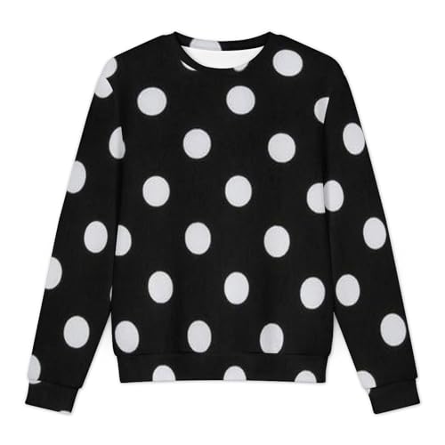 Black & White Big Dot Print Loose Fitting Pullover Sweater Soft, Warm, and Comfortable3