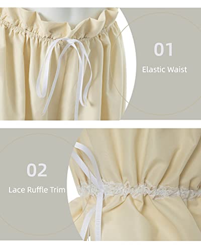 Nuoqi Women Bloomers Girls Victorian Pantaloons Renaissance Ruffle Pumpkin Pants Shorts Beige L Xl thumb #4