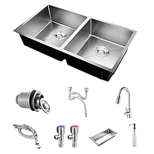 Generic Doppelbecken Edelstahl Spülbecken-Set 82x43cm