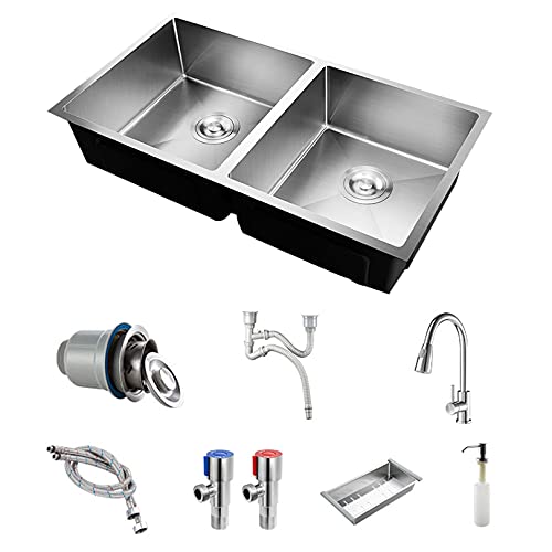 Generic Doppelbecken Edelstahl Spülbecken-Set 82x43cm