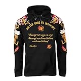 Bruce Lee JFGF Dragons Embroidered Pullover Hoodie in Black, Size X-Large Cotton