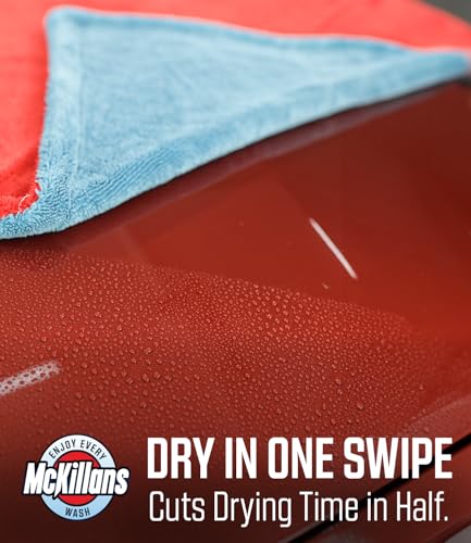 Image of McKillans Extra Large Dual-Color Car Drying Towel XL - Edgeless & Ultra Soft & Absorbent - 36 inch x 28 inch - 1200 GSM Twisted Loop Microfiber Towel for Cars - Drying Towel Car Detailing - Car Wash Towels
