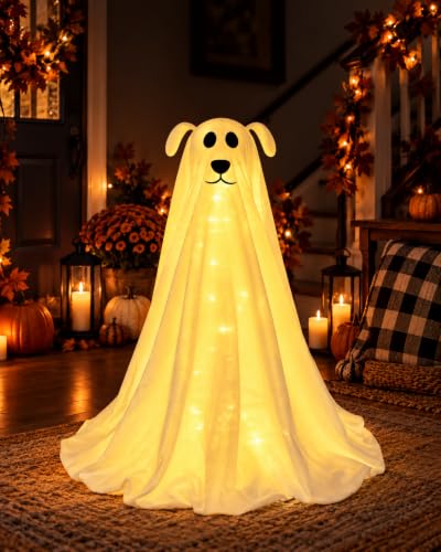 Halloween Decorations, Light Up Halloween Ghost Dog with Remote 2.5FT - image 1