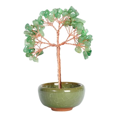 装飾ミニチュアクリスタル盆栽ツリー飾り富を誘致するための宝石付き幸運幸運スピリチュアルギフト装飾風水金のなる木