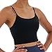 Meslong Women's Strappy Stretch Sports Bra Longline Yoga Tank Top Fitness Bra Workout Camisole Crop Tops for Teen Girl(Black,Medium)