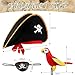 CUBACO Pirate Hat Costume for Cospaly, 3PCS Captain Hat Set Parrot Costume Adult Eye Patch Pirate Accessories Gift for Women Men Halloween School Shows and Theater Performance