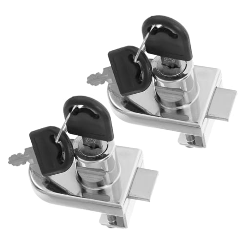 HOMSFOU 2セットガラスキャビネットロック - 時計ディスプレイケースロック - 亜鉛合金製 取り付け簡単 穴あけ不要 ディスプレイケース用 ワインキャビネット 両開きドアセキュリティ