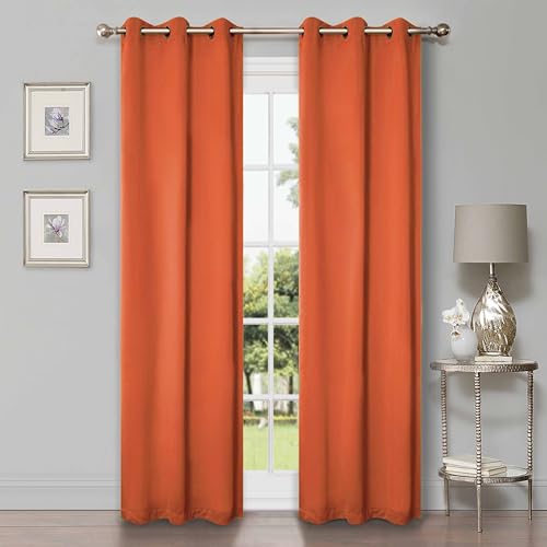 Superior Blackout Curtains, Room Darkening, Bedroom, Drapes, Kitchen, Living Room Window Accents, Sun Blocking, Thermal, 2 Pack, Solid Blackout Curtains, Set of 2, 42" x 96", Rust