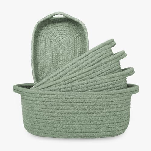 Cozytoon 5-Piece Storage Basket Set - Cotton Rope Storage Bins for Bathroom and Kitchen Organization