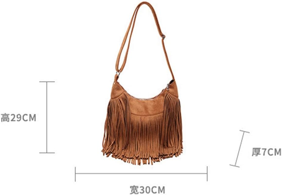 Vintage Suede Fringe Purse for Women Western Cowgirl Crossbody Bag Hobo Bags Long Tassel Hippie Shoulder Handbag