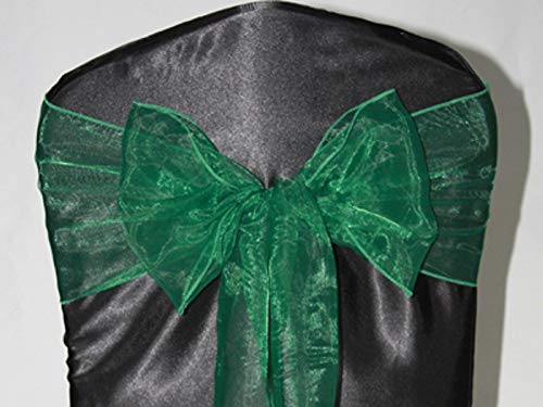 Limited Stock SF New Pack of 25 Chair Decorative Organza Sashes Bow Designed for Wedding Events Banquet Home Kitchen Decoration - (25, Hunter Green)