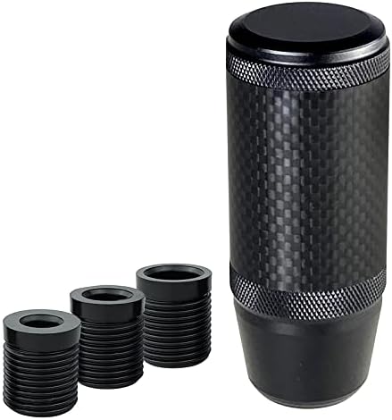YCooiFo Carbon Fiber Shift Knob, Car Gear Stick Shifter Manual knobs Fit Universal Manual Transmission Vehicle with 3 Threaded Adapters M8 M10 M12 x 1.25 (Black)