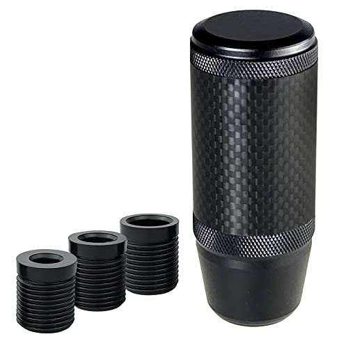 Ycooifo Carbon Fiber Shift Knob, Car Gear Stick Shifter Manual Knobs Fit Universal Manual Transmission Vehicle With 3 Threaded Adapters M8 M10 M12 X 1.25 (Black) #TOP7