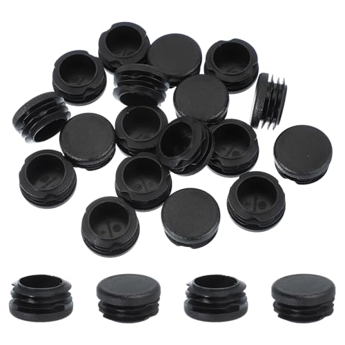 Image of PATIKIL 1-1 /4 Inch Plastic Tubing End Caps, 20 Pcs Round Hole Plug Insert for Round Iron Pipe Chair Leg Table Bookshelves Patio Furniture, Black