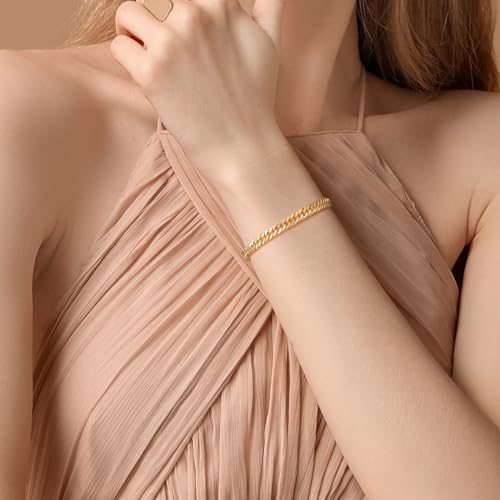 14K Gold Bracelets for Women for Men Cuban Link Chain for Men & for Women's Gold Chain Bracelet for Womens Jewelry Gift for Women 6.5, 7, 7.5, 8, 8.5 in2
