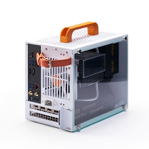 Gabinete para PC SGPC K66 Lite 8.4 L, formato Mini ITX con panel lateral de vidrio templado, soporte para GPU directa, refrigeración por aire y líquida, y ventilador ARGB miniatura 3