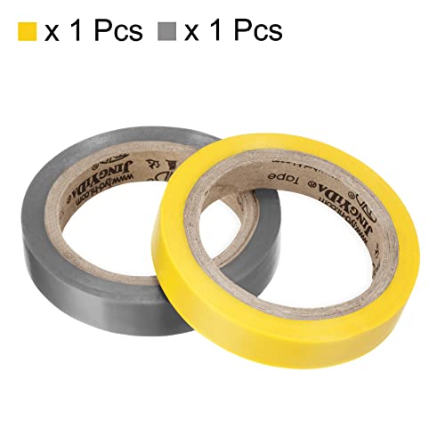 PATIKIL 26Ft Grip Finishing Tape, 2 Pack PVC Racquet Finishing Tapes Racket Accessories Sticky Seal for Tennis Badminton Grey/Yellow - Image 3
