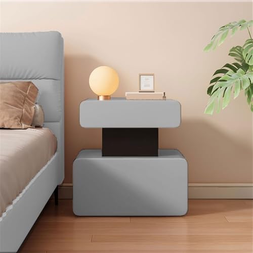 Table de Chevet Bois Gris Clair Petit Buffet Rangement Chambre Table Appoint - 3