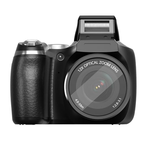 CHEOTIME Camera Digital, 60MP 12x óptico Zoom 4K Cámara Digital con CMOS Sensor Cámara Digital compacta para fotografía Vlog para Principiantes Adolescentes Negros (Negro)