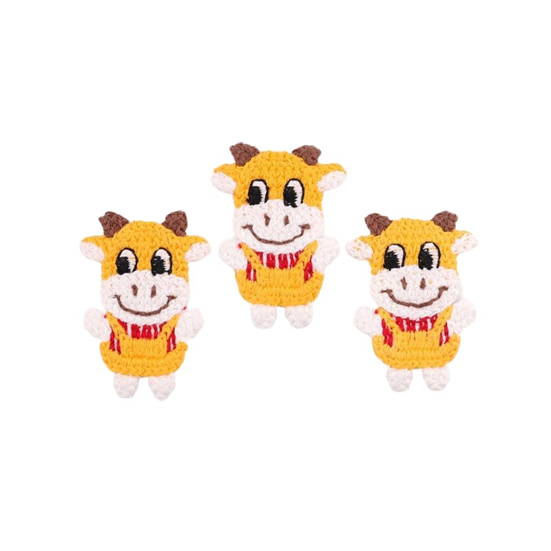 Parches de Bordado 30 Parches de Ganchillo Hechos a Mano OX, 7, x 4,8 cm, con diseño Animales, pequeños Bordados for Planchar en Ropa(Yellow)