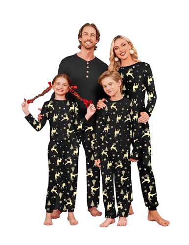 Ekouaer Family Christmas Pajamas Matching Sets Womens Mens Pjs Long Sleeve Sleepwear Holiday Lounge Sets