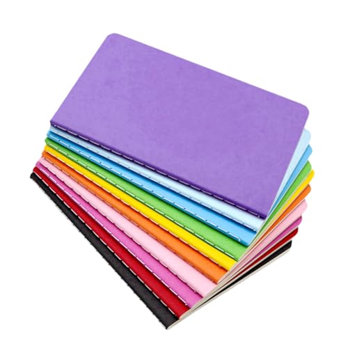 ojussa 10Pcs A6 Notebooks 60 Pages Each Rainbow Colorful Lined Notepad Multipack Notebook for Students Writing Memos Diary Traveler Supplies Making Plans 14×9cm