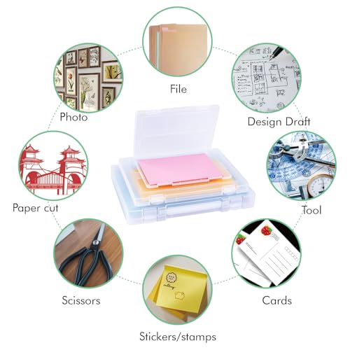 Image of 8 Pack Paper Storage Boxes, 8.5 x 11 Plastic Portable Project Case for US letter Size and A4 paper, Plastic Multi-Purpose Thick Scrapbook Storage Box for Office,Craft or Art Supplies