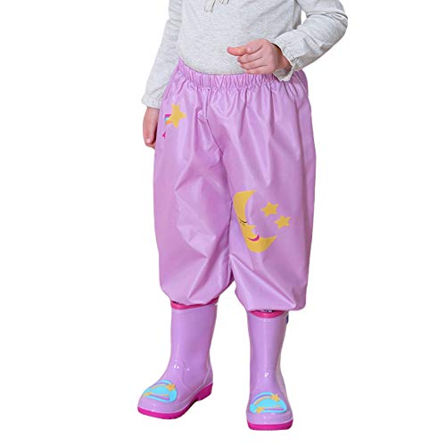 TURMIN Pantalones de Lluvia para Niños, Pantalones Impermeables para Niños y Niñas al Aire Libre, Pantalones Impermeables para Lluvia y Nieve-Rosado-L
